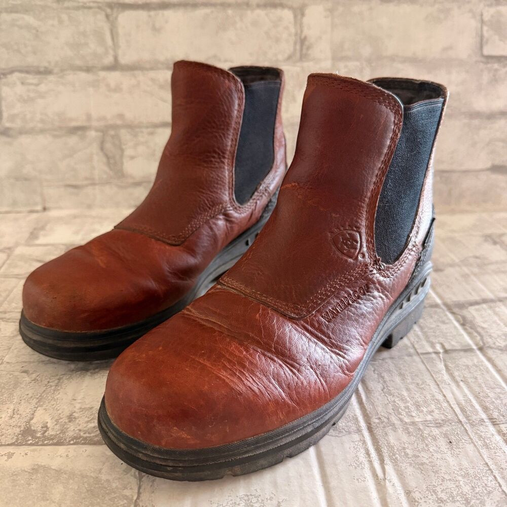Ariat Brown Leather Barnyard Twin Gore II Boots Chelsea Workwear Rugged
